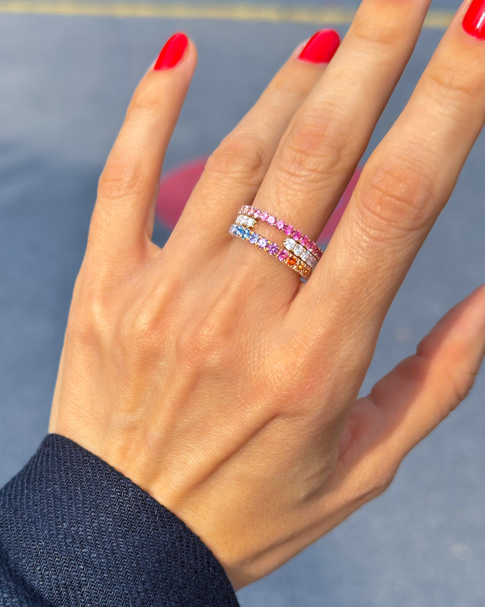 Rainbow Sapphire Half Eternity Ring | Palawan | Mara Megelea