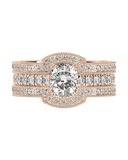 Rose gold diamond ring on a transparent background