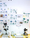 Jewelry design studio with gemstone engagement rings and microscope | Mara Megelea Swiss Atelier