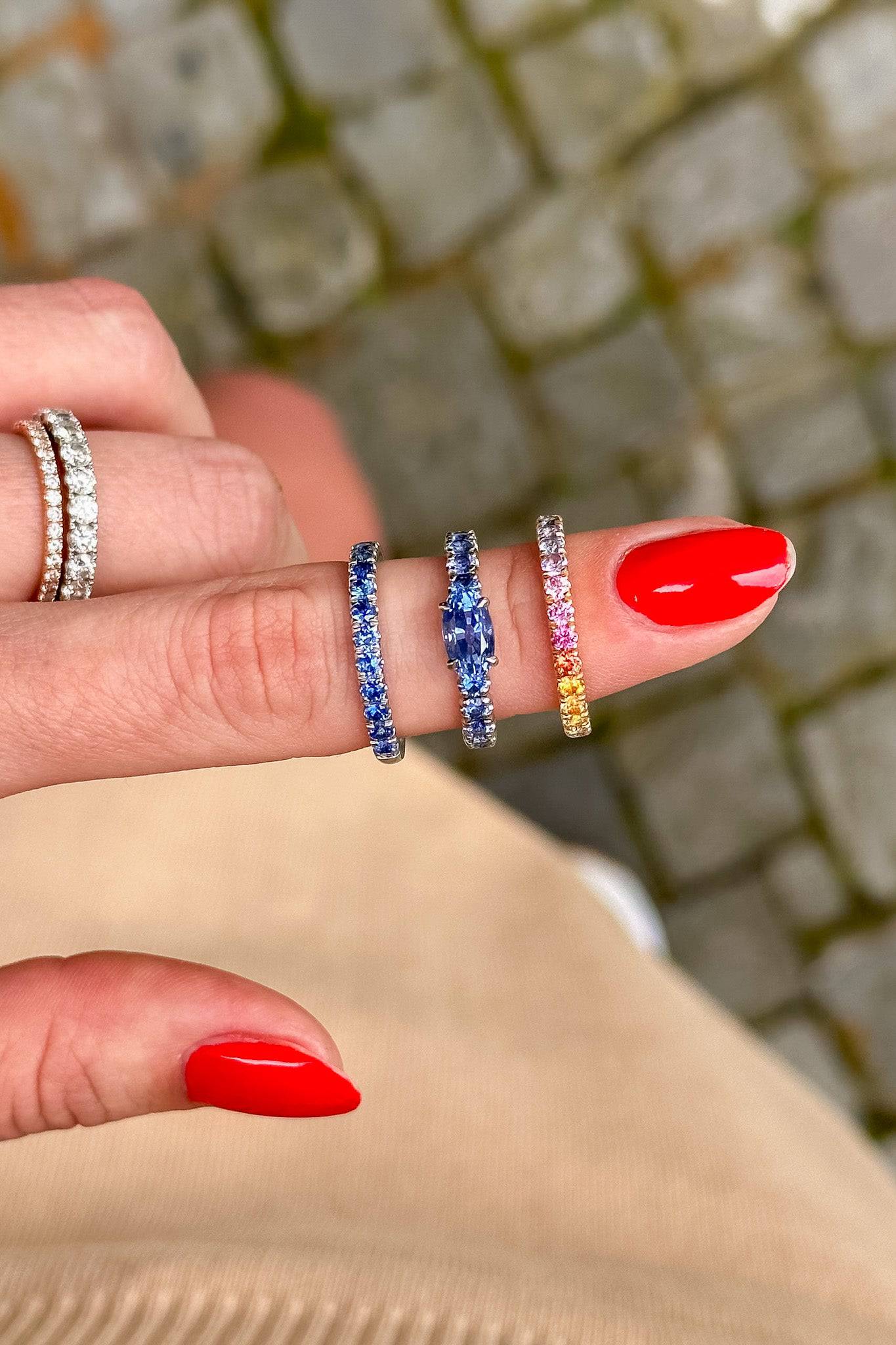 Rainbow Sapphire Half Eternity Ring | Palawan | Mara Megelea