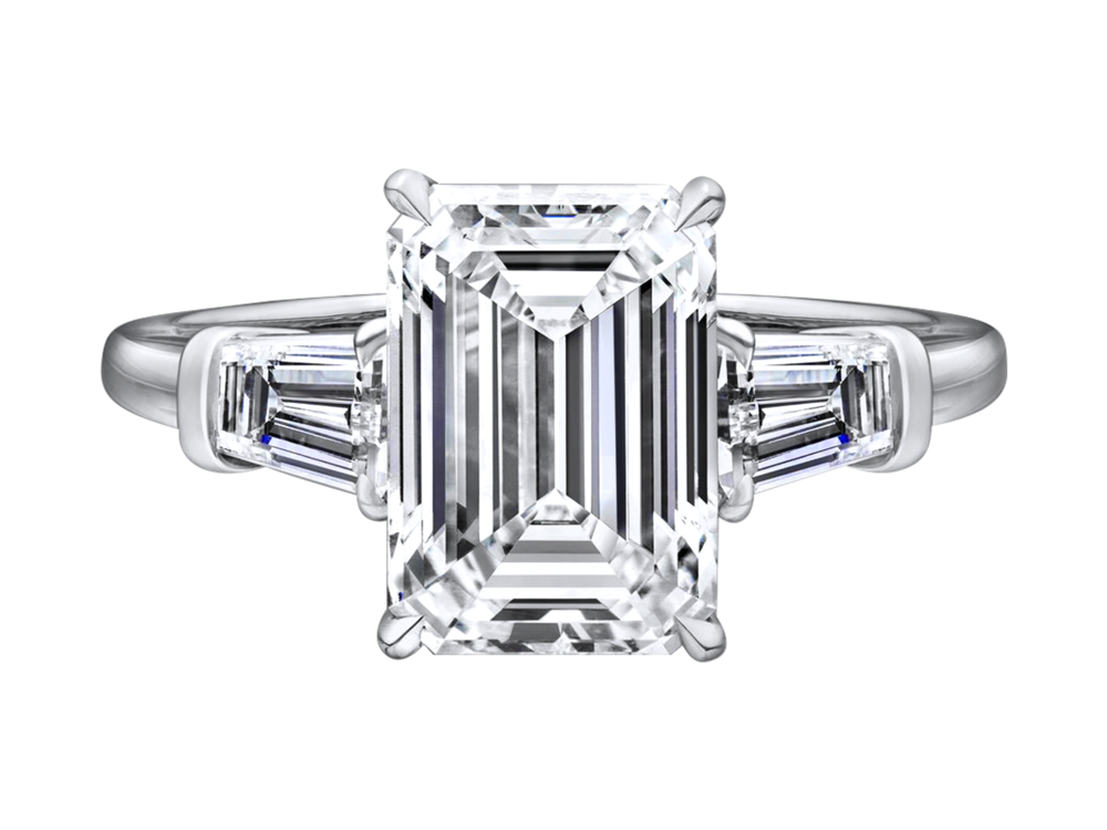 Engagement Ring | Alaska | Emerald Cut Engagement Ring with Tapered Baguettes