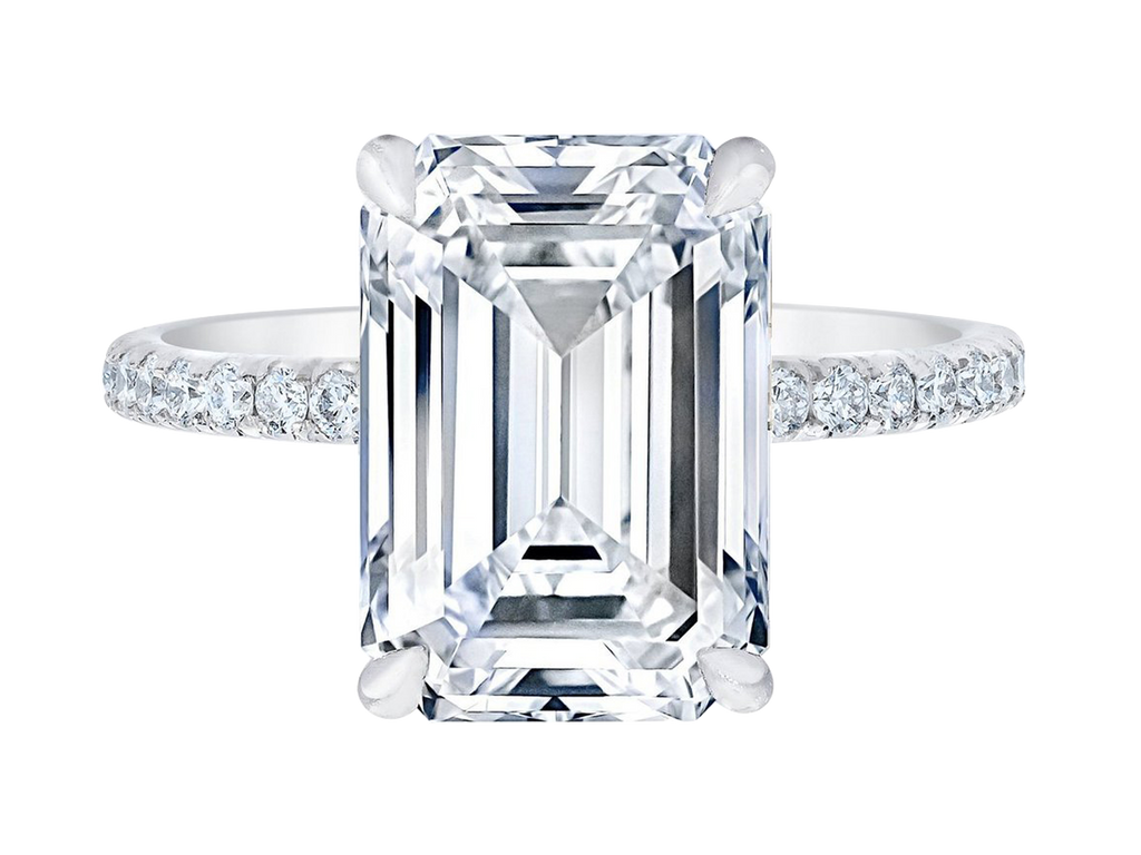 Engagement Ring | Port Louis | Emerald Cut Engagement Ring with Diamond Pavé