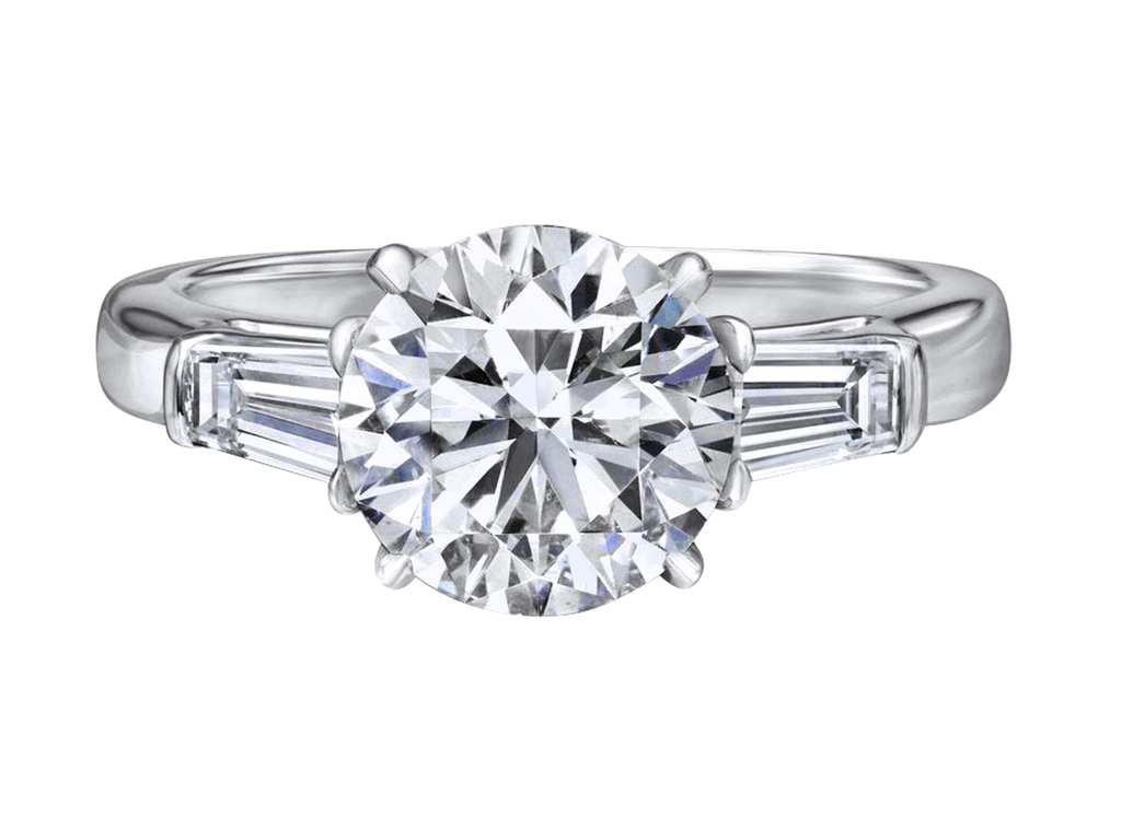 Engagement Ring | Tijuana | Round Cut Engagement Ring with Tapered Baguettes on the Side Diamonds