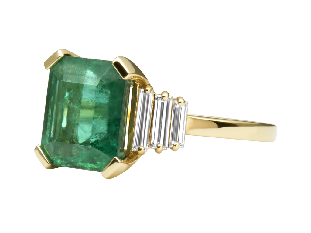 Engagement Ring | Naxos | Emerald and Baguette Diamond Ring